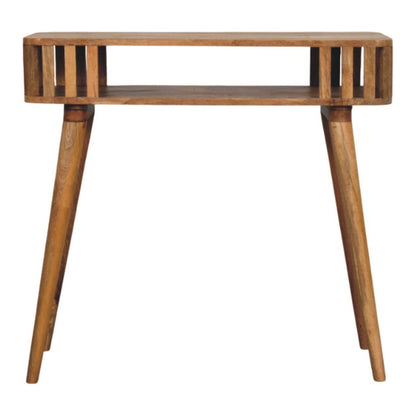 33" Oak Solid Wood Console Table With Shelf HomeRoots