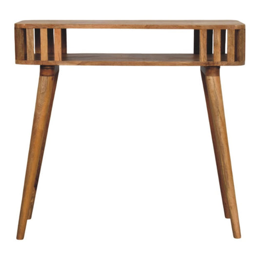 33" Oak Solid Wood Console Table With Shelf HomeRoots