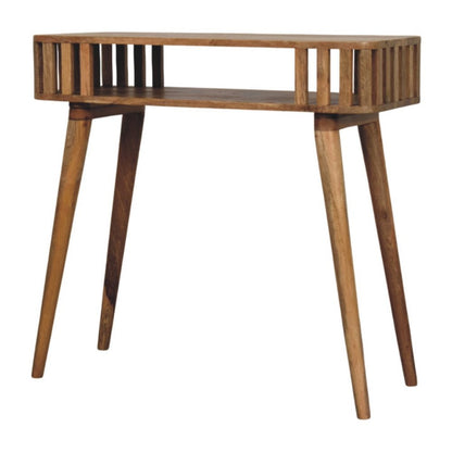 33" Oak Solid Wood Console Table With Shelf HomeRoots