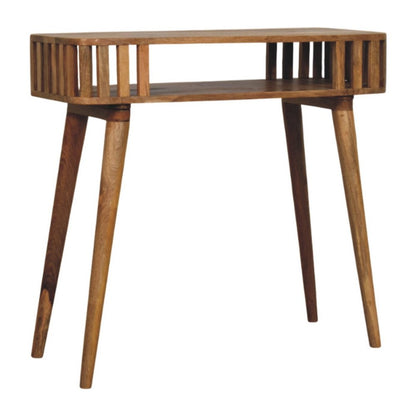33" Oak Solid Wood Console Table With Shelf HomeRoots