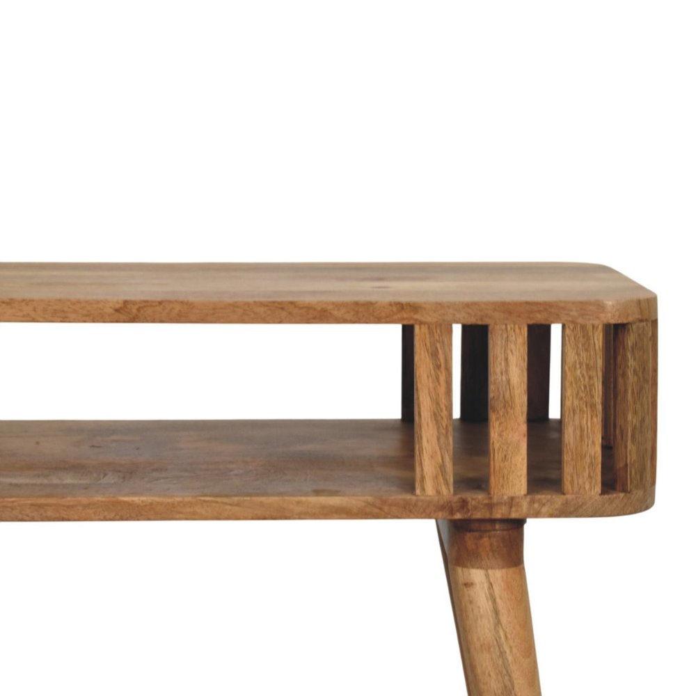 33" Oak Solid Wood Console Table With Shelf HomeRoots