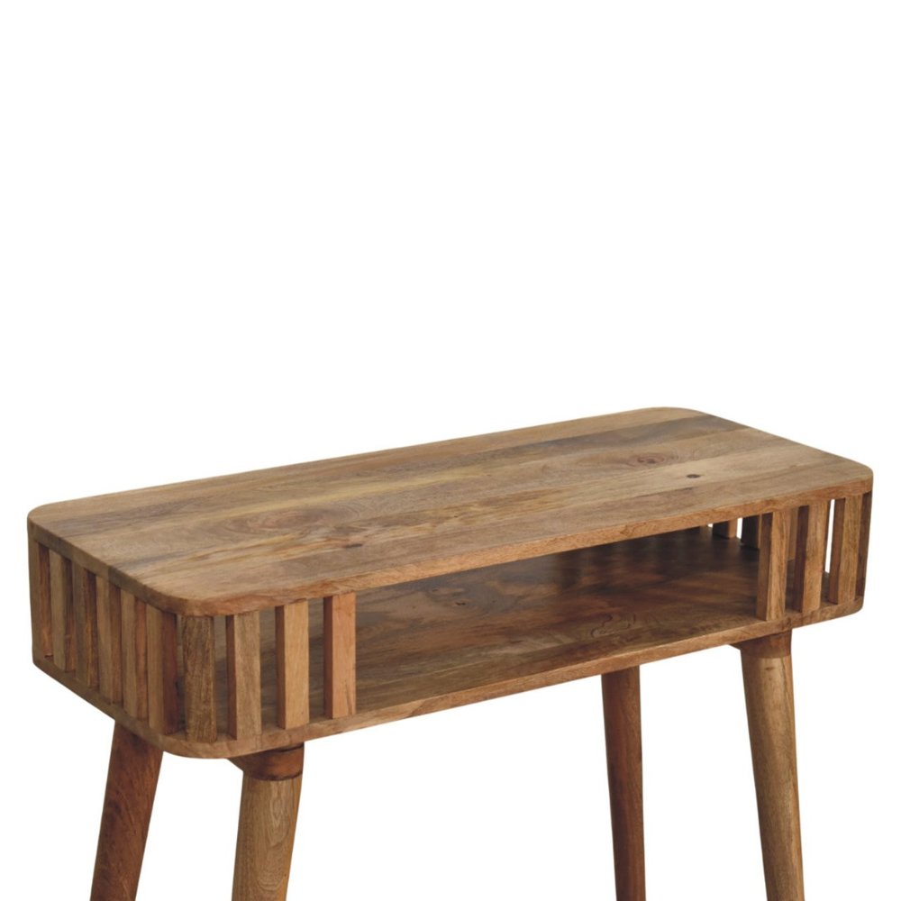 33" Oak Solid Wood Console Table With Shelf HomeRoots