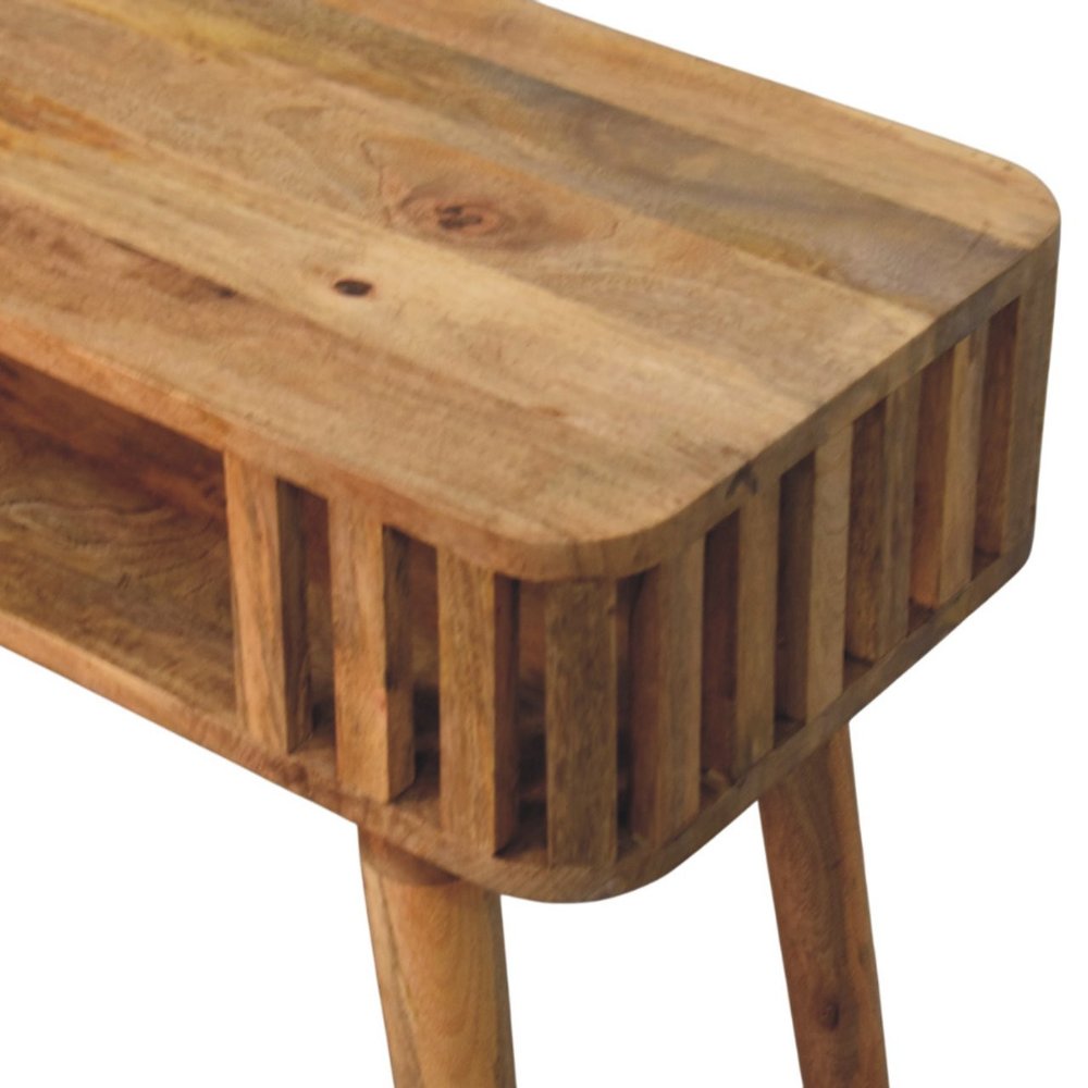 33" Oak Solid Wood Console Table With Shelf HomeRoots