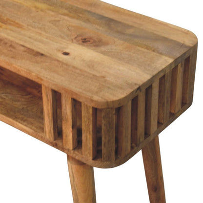 33" Oak Solid Wood Console Table With Shelf HomeRoots