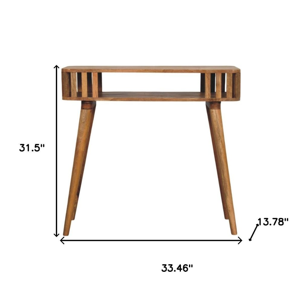 33" Oak Solid Wood Console Table With Shelf HomeRoots
