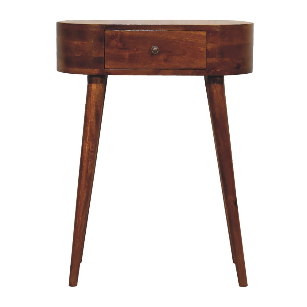 24" Chestnut Solid Wood Oval Console Table With Drawer HomeRoots