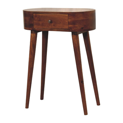 24" Chestnut Solid Wood Oval Console Table With Drawer HomeRoots