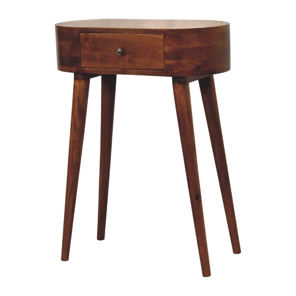 24" Chestnut Solid Wood Oval Console Table With Drawer — view 4