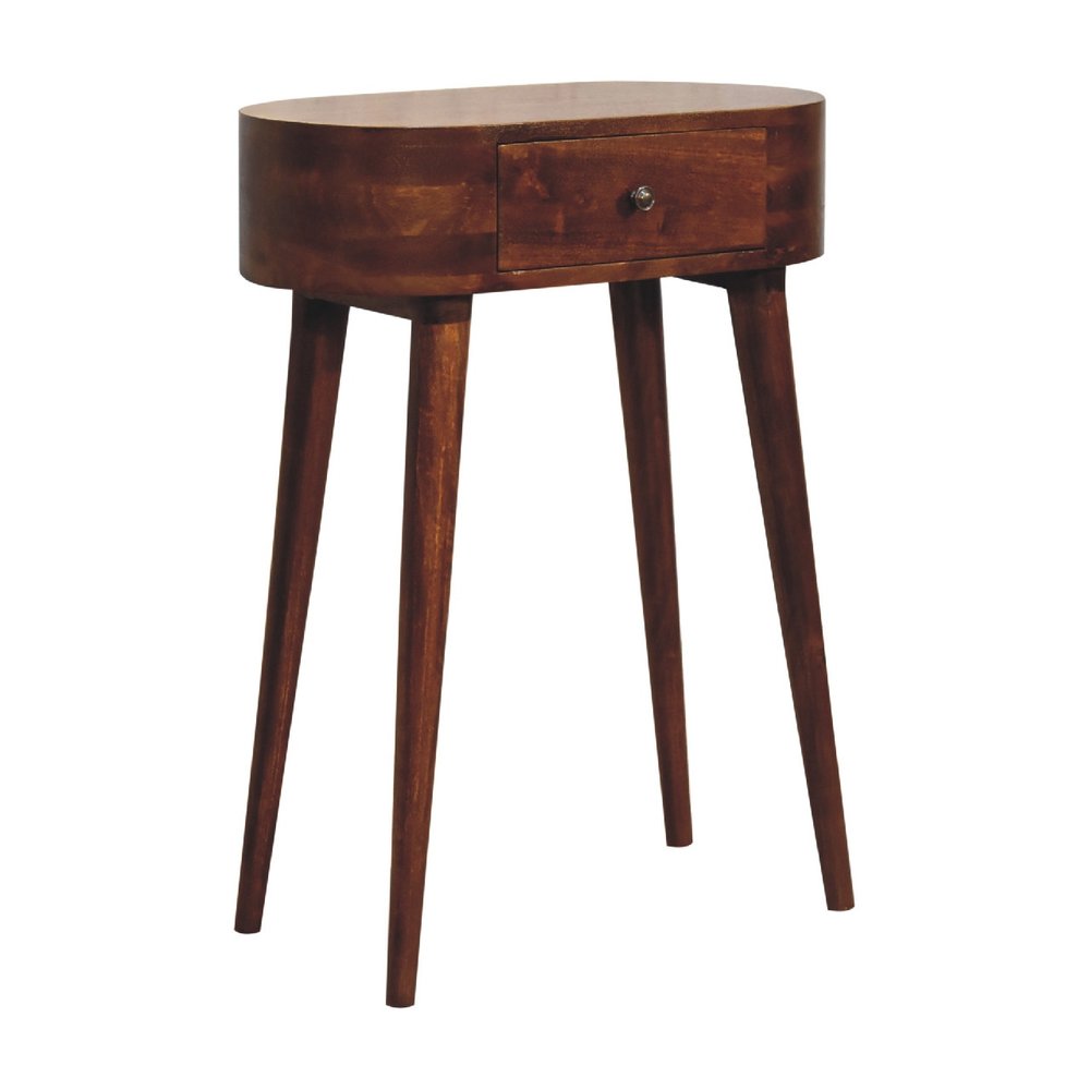 24" Chestnut Solid Wood Oval Console Table With Drawer — view 15