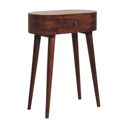 24" Chestnut Solid Wood Oval Console Table With Drawer HomeRoots