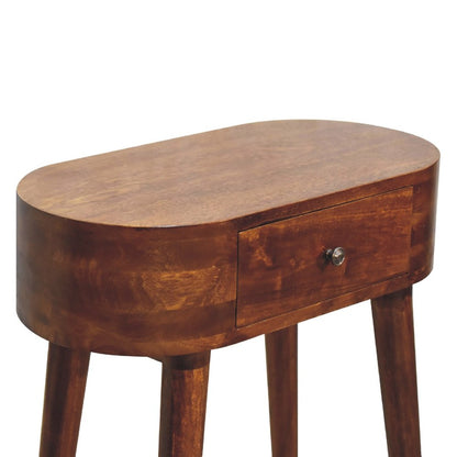 24" Chestnut Solid Wood Oval Console Table With Drawer HomeRoots