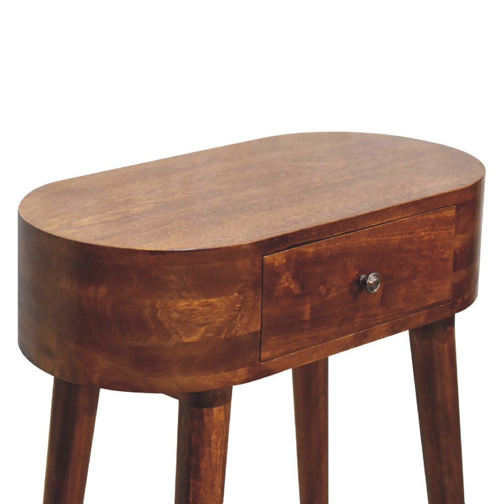 24" Chestnut Solid Wood Oval Console Table With Drawer HomeRoots