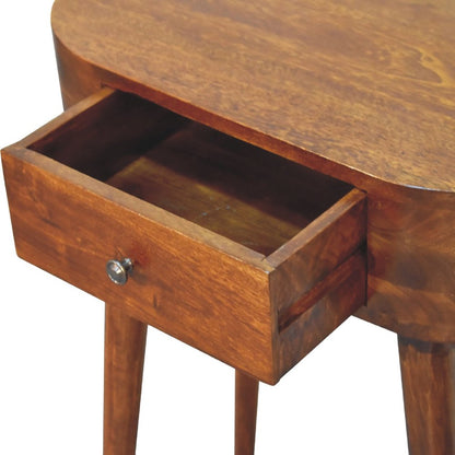 24" Chestnut Solid Wood Oval Console Table With Drawer HomeRoots