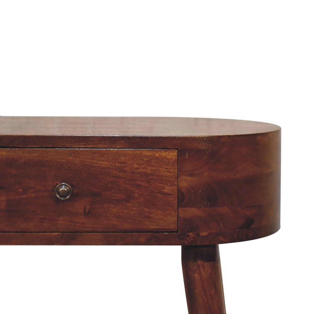 24" Chestnut Solid Wood Oval Console Table With Drawer HomeRoots