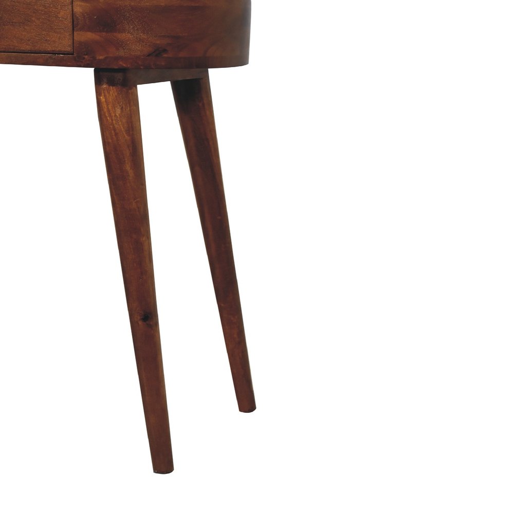 24" Chestnut Solid Wood Oval Console Table With Drawer — view 8
