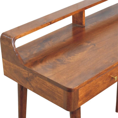 39" Chestnut Solid Wood Console Table With Shelf And Two Drawers HomeRoots