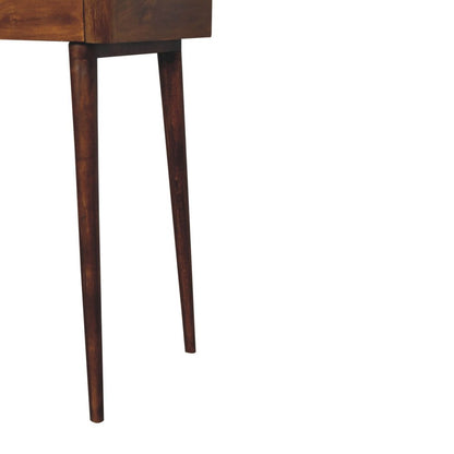39" Chestnut Solid Wood Console Table With Shelf And Two Drawers HomeRoots