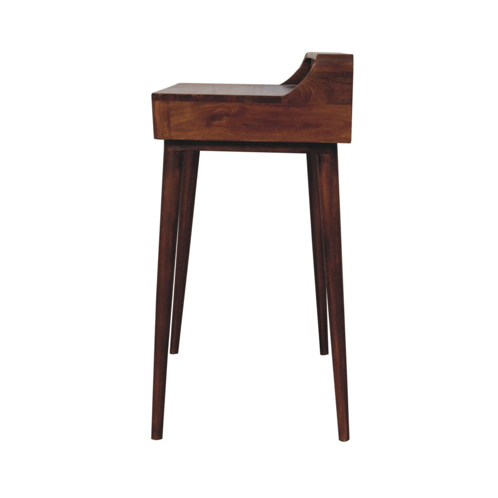 39" Chestnut Solid Wood Console Table With Shelf And Two Drawers — view 4