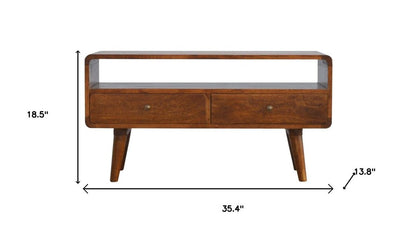 35" Chestnut Solid Wood Enclosed and Open Storage TV Stand HomeRoots