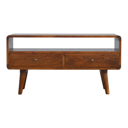 35" Chestnut Solid Wood Enclosed and Open Storage TV Stand HomeRoots