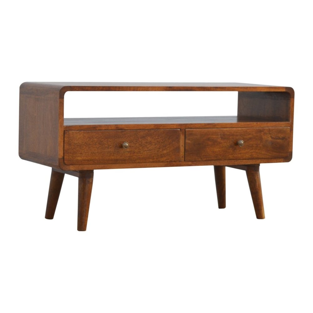 35" Chestnut Solid Wood Enclosed and Open Storage TV Stand HomeRoots