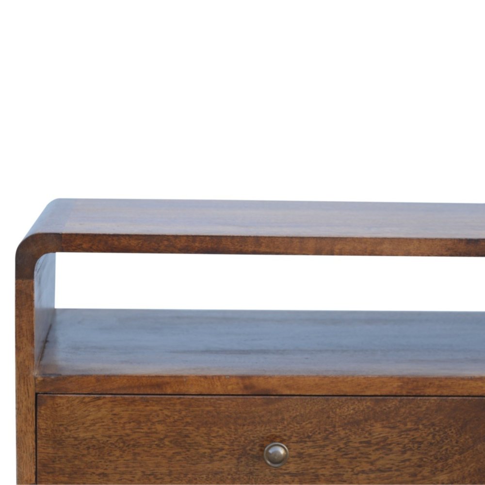 35" Chestnut Solid Wood Enclosed and Open Storage TV Stand HomeRoots