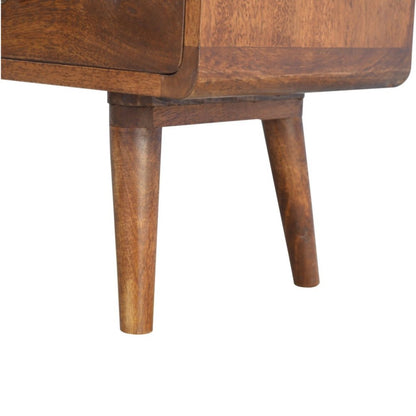 35" Chestnut Solid Wood Enclosed and Open Storage TV Stand HomeRoots