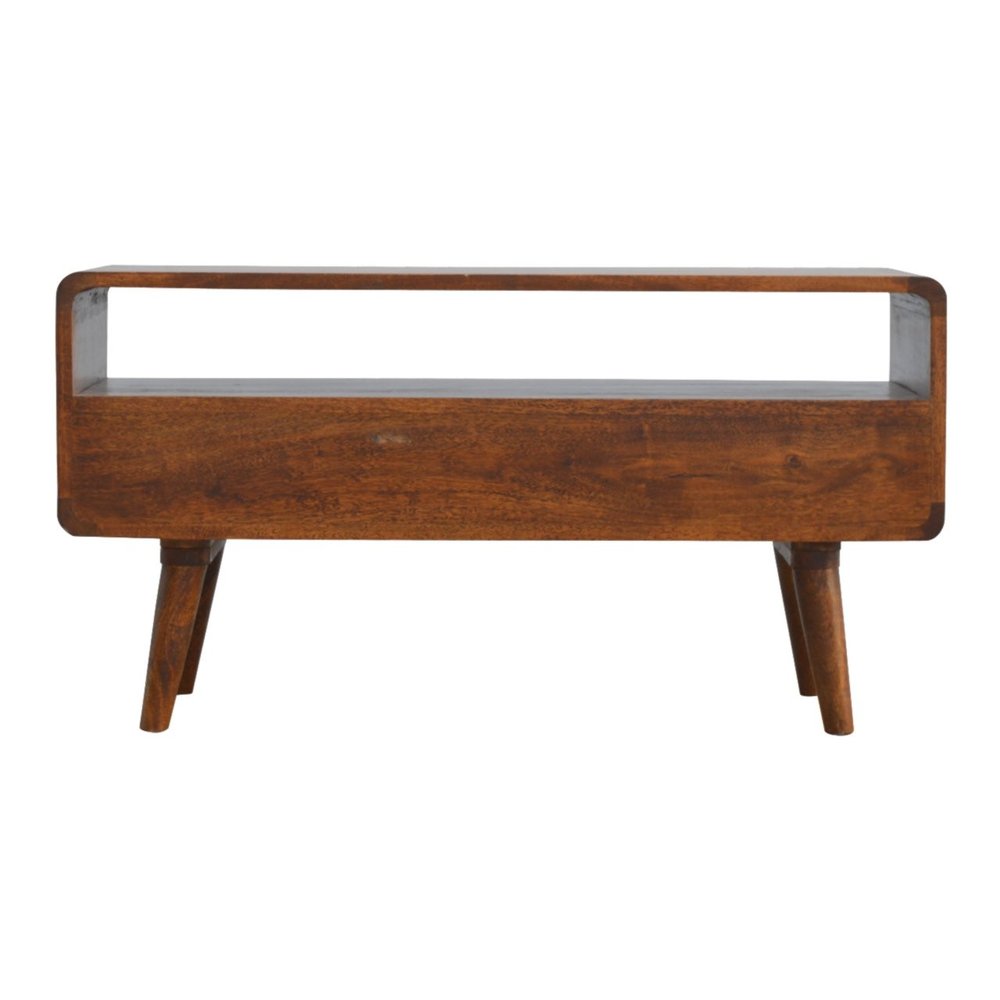 35" Chestnut Solid Wood Enclosed and Open Storage TV Stand HomeRoots