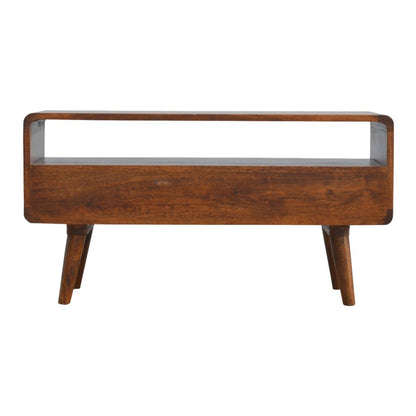 35" Chestnut Solid Wood Enclosed and Open Storage TV Stand HomeRoots