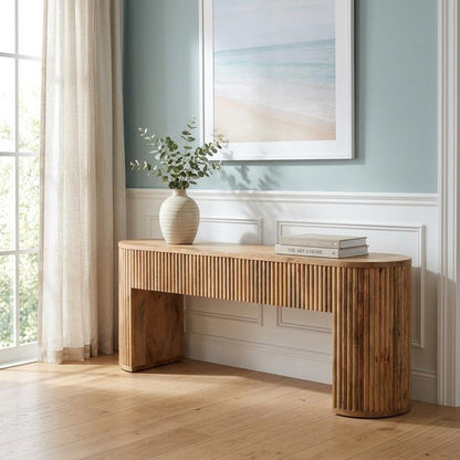 49" Oak Solid Wood Oval Frame Console Table HomeRoots