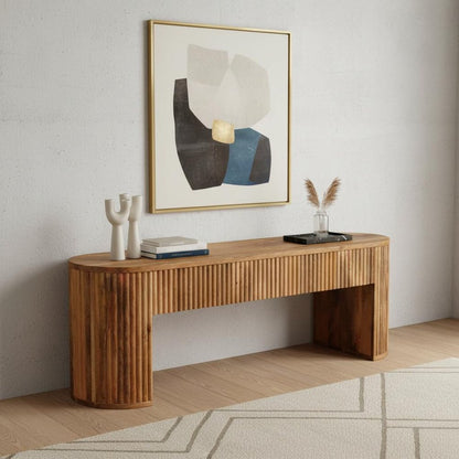 49" Oak Solid Wood Oval Frame Console Table HomeRoots