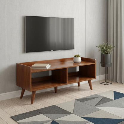 45" Brown Solid Wood Enclosed and Open Storage TV Stand HomeRoots