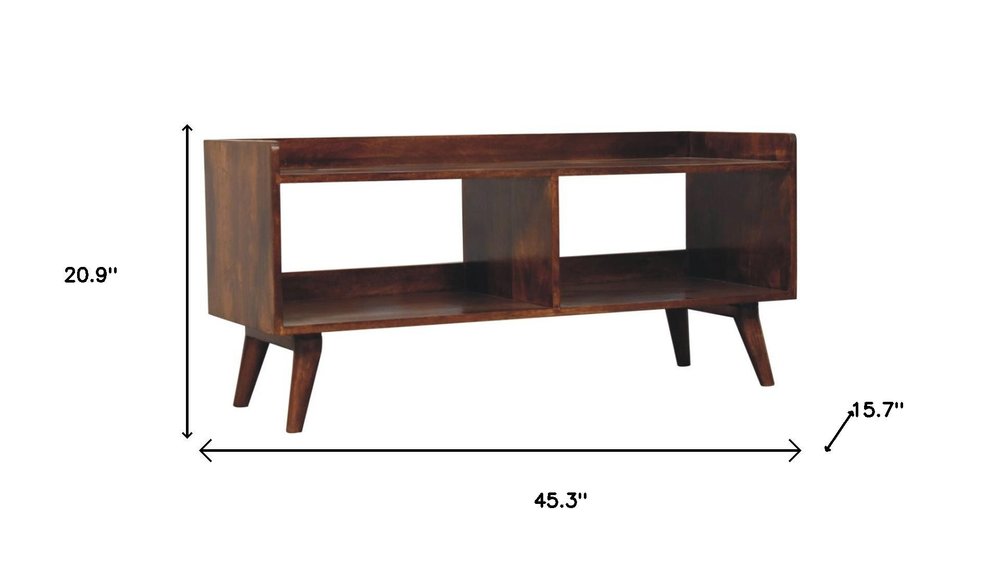 45" Brown Solid Wood Enclosed and Open Storage TV Stand HomeRoots