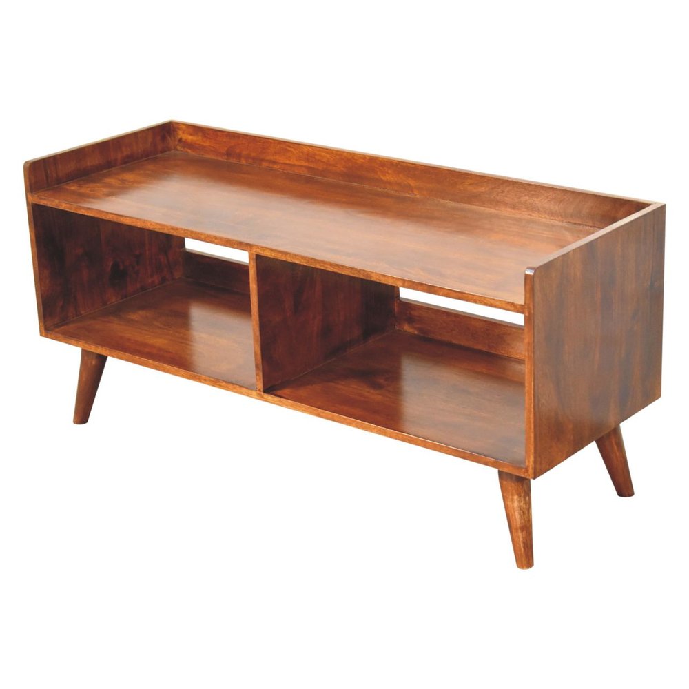 45" Brown Solid Wood Enclosed and Open Storage TV Stand HomeRoots