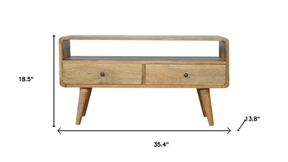 35" Oak Solid Wood Enclosed and Open Storage TV Stand HomeRoots