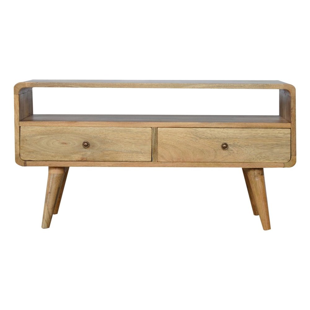 35" Oak Solid Wood Enclosed and Open Storage TV Stand HomeRoots