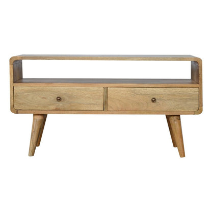 35" Oak Solid Wood Enclosed and Open Storage TV Stand HomeRoots