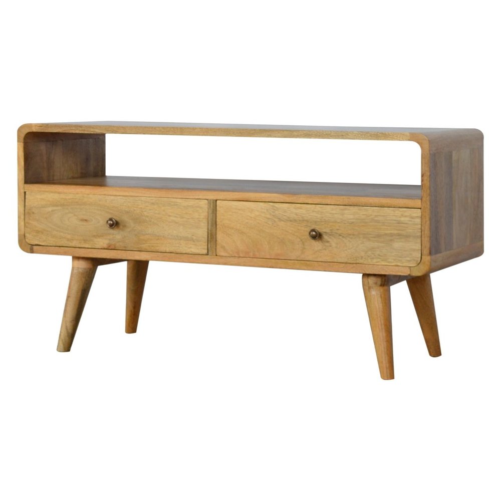 35" Oak Solid Wood Enclosed and Open Storage TV Stand HomeRoots