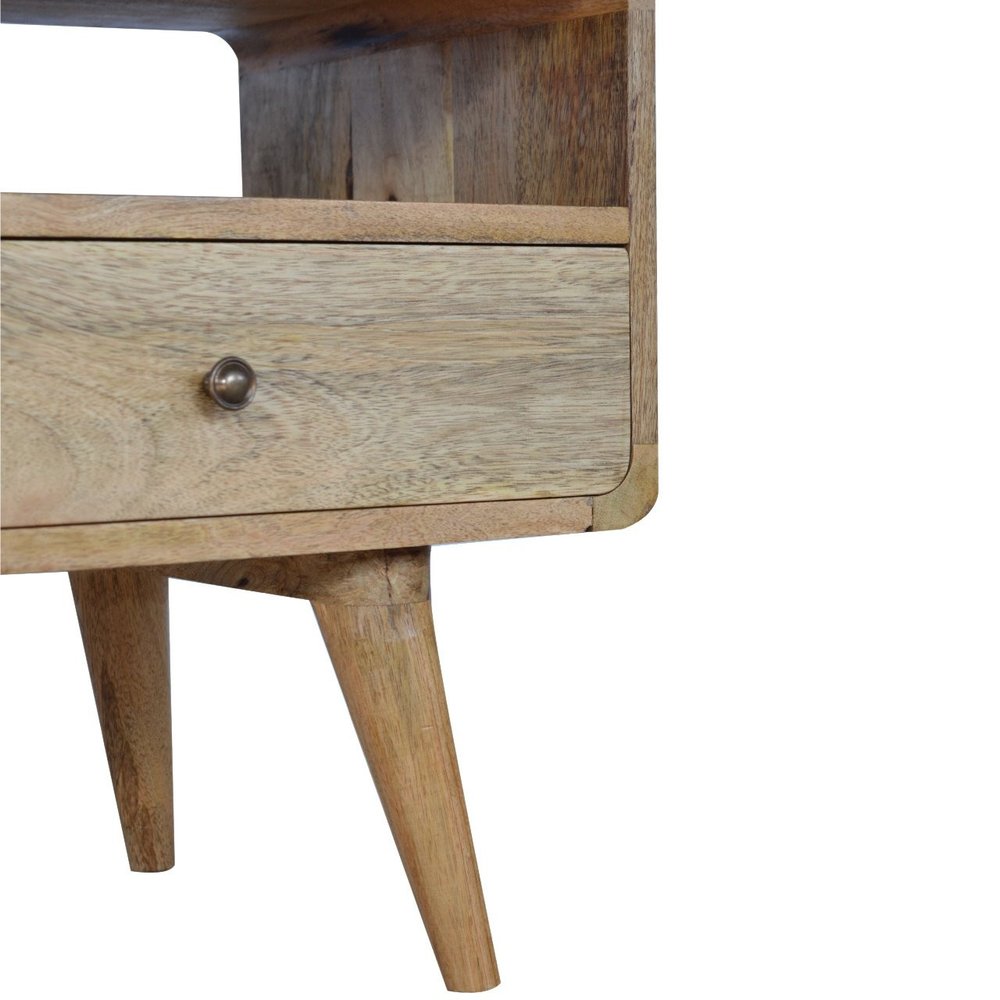35" Oak Solid Wood Enclosed and Open Storage TV Stand HomeRoots
