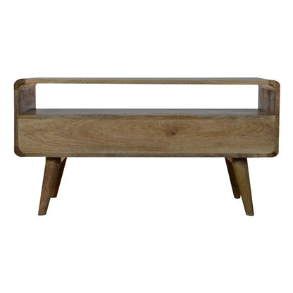 35" Oak Solid Wood Enclosed and Open Storage TV Stand HomeRoots