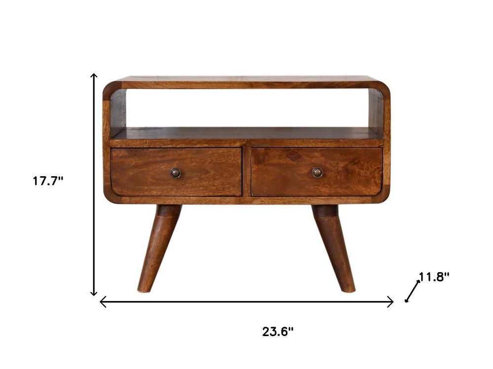 24" Chestnut Solid Wood Enclosed and Open Storage TV Stand — view 9