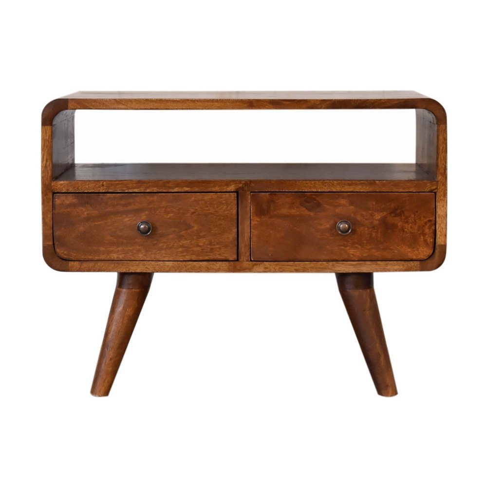 24" Chestnut Solid Wood Enclosed and Open Storage TV Stand — view 1