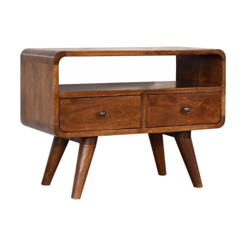24" Chestnut Solid Wood Enclosed and Open Storage TV Stand — view 3