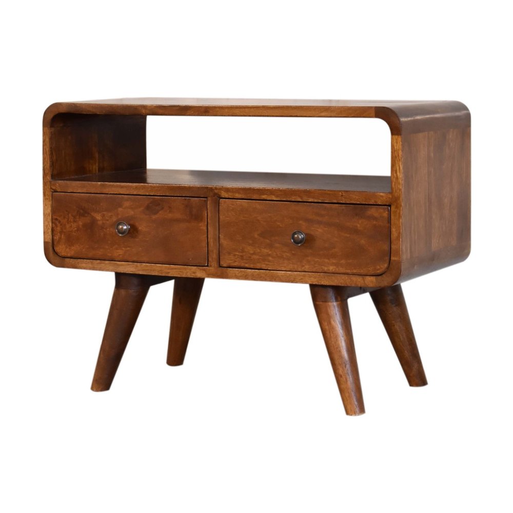 24" Chestnut Solid Wood Enclosed and Open Storage TV Stand — view 4