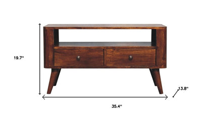 35" Brown Solid Wood Enclosed and Open Storage TV Stand HomeRoots