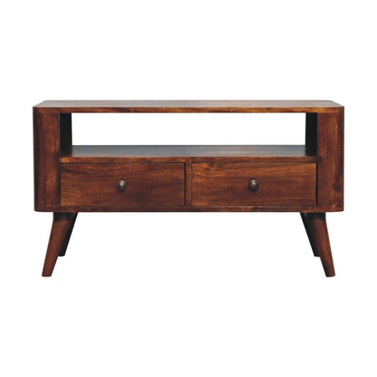 35" Brown Solid Wood Enclosed and Open Storage TV Stand HomeRoots