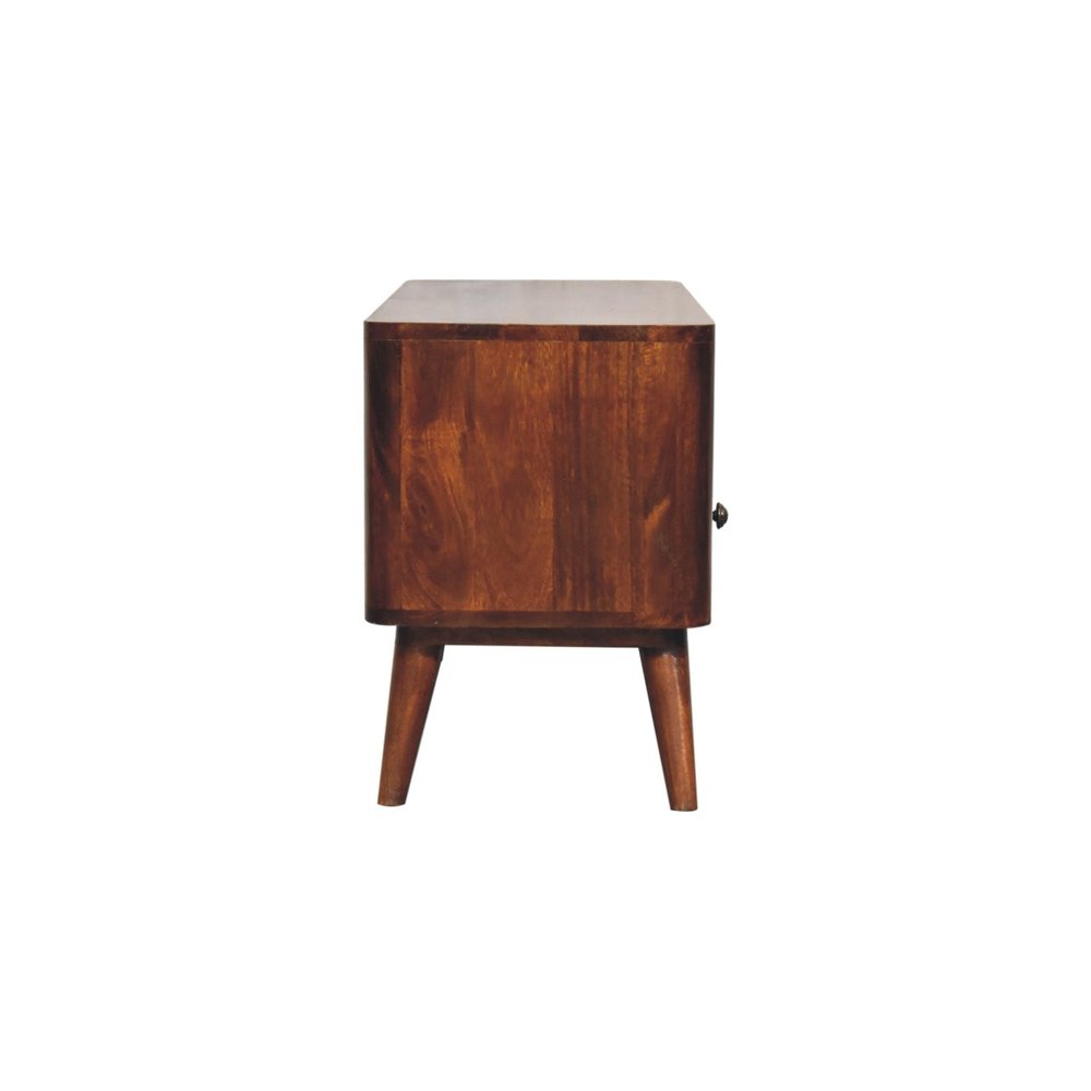 35" Brown Solid Wood Enclosed and Open Storage TV Stand HomeRoots
