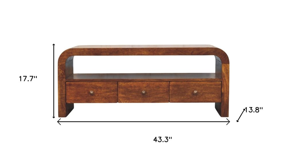 43" Brown Solid Wood Enclosed and Open Storage TV Stand HomeRoots
