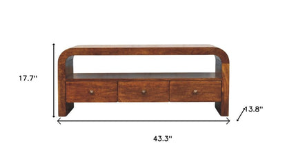 43" Brown Solid Wood Enclosed and Open Storage TV Stand HomeRoots