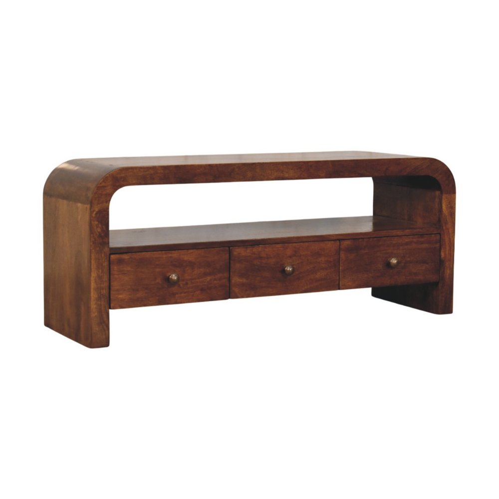43" Brown Solid Wood Enclosed and Open Storage TV Stand HomeRoots